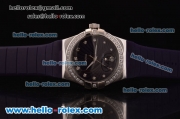 Omega Constellation Swiss ETA Quartz Steel Case with Diamond Bezel and Purple Rubber Strap