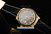 Rolex Datejust Automatic Movement ETA Coating Case with Black Diamond Bezel-Black Dial