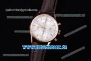 Tag Heuer Carrera Calibre 1887 Swiss Valjoux 7750 Automatic Rose Gold Case with Silver Dial and Stick Markers Brown Leather Strap (V6)