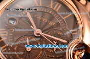 Cartier Ballon Bleu De Medium Chrono Miyota Quartz Rose Gold Case with Brown Dial and Roman Numeral Markers