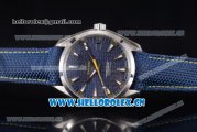 Omega Seamaster Aqua Terra 150 M Master Co-axial Clone Omega 8502 Automatic Steel Case with Blue Dial Blue Leather Strap and Stick/Arabic Numeral Markers - 1:1 Original (EF)