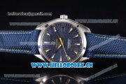 Omega Seamaster Aqua Terra 150 M Master Co-axial Clone Omega 8502 Automatic Steel Case with Blue Dial Blue Leather Strap and Stick/Arabic Numeral Markers - 1:1 Original (EF)