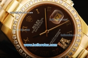 Rolex Datejust Oyster Perpetual Automatic Movement Full Gold with Roman Numeral Markers and Diamond Bezel