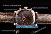 Panerai Radiomir 1940 Chronograph Bianco PAM 521 Asia Automatic Steel Case with Black Dial Roman Numeral Markers and Brown Leather Strap