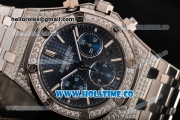 Audemars Piguet Royal Oak Chronograph Swiss Valjoux 7790 Automatic Steel/Diamonds Case with Blue Dial Diamonds Bezel and Stick Markers (EF)