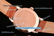 Vacheron Constantin Metiers D Art Miyota OS2035 Quartz Rose Gold Case with Beige Dial and Brown Leather Strap