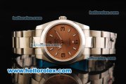 Rolex Air King Automatic Movement Full Steel with Rose Gold Dial and White Markers