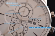 IWC Portuguese Chrono Japanese Miyota OS10 Quartz Stainless Steel Case with Brown Leather Strap and White Dial Stick Markers