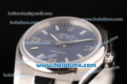 Rolex Oyster Perpetual Air-King Swiss ETA 2836 Automatic Movement Silver Case with Blue Dial and Brown Second Hand