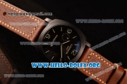 Panerai Luminor 1950 3 Day GMT Automatic Asia Automatic PVD Case with Black Dial and Brown Leather Strap PAM 320B