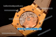 Audemars Piguet Royal Oak Offshore Chronograph Swiss Valjoux 7750 Automatic Yellow Gold/Diamonds Case with Diamonds Dial and Brown Leather Strap (NOOB)