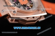 Hublot Masterpiece MP 08 Antikythera Sunmoon Asia 2813 Automatic Rose Gold Case Skeleton Dial Stick Markers and Orange Leather Strap