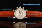 Patek Philippe Chronograph Swiss Valjoux 7750 Manual Winding Movement Steel Case with White Dial and Brown Leather Strap Patek Philippe Chronograph Swiss Valjoux 7750 Manual Winding Movement Steel Case with White Dial and Brown Leather Strap