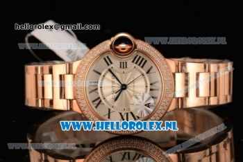 Cartier Ballon Bleu De Medium Swiss ETA 2671 Automatic Rose Gold Case Silver Dial Roman Numeral Markers and Rose Gold Bracelet - 1:1 Original