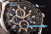 Ferrari Chrono Miyota OS10 Quartz Steel Case PVD Bezel with Steel Strap and Black Dial Stick Markers Three Subdials