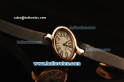 Cartier d'Art Swiss Quartz Rose Gold Case with Silver Dial and Black Leather Strap
