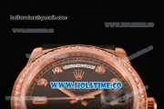 Rolex Day-Date Asia Automatic Rose Gold Case with Diamonds Markers Black Dial - Diamonds Bezel (BP)
