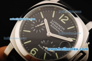 Panerai PAM 090 Luminor Power Reserve Automatic Movement Black Dial with Green Markers and Black Leather Strap