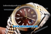 Rolex Datejust II Asia 2813 Automatic Two Tone Case/Bracelet with Brown Dial and Stick Markers (BP)