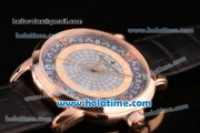 Vacheron Constantin Metiers D Art Miyota OS2035 Quartz Rose Gold Case with White Dial and Black Leather Strap