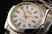 Rolex Milgauss Automatic Movement as the Swiss case with White Dial and Orange Marking