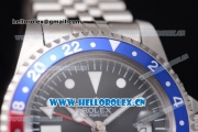 Rolex GMT-Master Vintage Asia 2813 Automatic Stainless Steel Case/Bracelet with Black Dial and Blue/Red Bezel