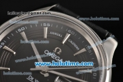 Omega De Ville Hour Vision Co-Axial Annual Calendar Clone 8500 Automatic Steel Case with Stick Markers and Black Dial - 1:1 Original