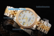 Rolex Datejust Automatic Movement with Blue Dial and Diamond Bezel and Two Tone Strap