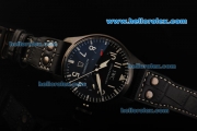 IWC Big Pilot Automatic Movement PVD Case with Black Dial and Black Leather Strap