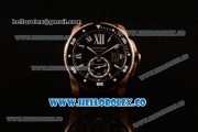 Cartier Calibre de Cartier Diver Swiss ETA 2824 Automatic Rose Gold Case with White Dial and Black Rubber Strap - (H)