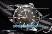 Rolex Submariner Vintage Asia 2813 Automatic Steel Case with Black Dial Black/Grey Nylon Strap and Dot Markers