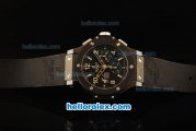 Hublot Big Bang Polo Gold Cup Chronograph Swiss Valjoux 7750 Automatic Movement Ceramic Case and Bezel with Black Dial and Black Rubber Strap-1:1 Original