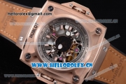 Hublot Masterpiece MP 08 Antikythera Sunmoon Asia 2813 Automatic Rose Gold Case Skeleton Dial Stick Markers and Brown Leather Strap