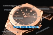 Hublot Classic Fusion 9015 Auto Rose Gold Case with Black Dial and Black Leather Strap