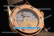 Patek Philippe Calatrava Miyota 9015 Automatic Rose Gold Case with Black Dial and Diamonds Markers Black Leather Strap