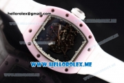 Richard Mille RM 055 Bubba Watson Asia Manual Winding Ceramic/Rose Gold Case with Skeleton Dial and White Rubber Strap White Inner Bezel - 1:1 Original