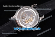 Glashutte Senator Automatic Miyota 9015 Automatic Steel Case with White Dial Diamonds Bezel and Black Leather Strap