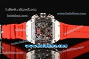 Richard Mille Felipe Massa Flyback Chrono Swiss Valjoux 7750 Automatic Steel Case with Skeleton Dial and Red Rubber Bracelet