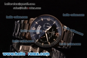 IWC Portuguese Chrono Japanese Miyota OS10 Quartz PVD Case with White Stick/Numeral Markers Black Dial and PVD Strap