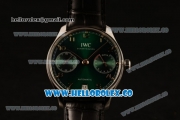 IWC Portuguese Automatic Clone IWC 52010 Automatic Steel Case with Green Dial and Black Leather Strap - (AAAF)