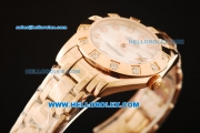 Rolex Datejust Swiss ETA 2836 Automatic Movement Full Rose Gold with White MOP Dial and Diamond Markers