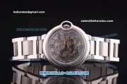 Cartier Ballon Bleu De Automatic Full Steel with Skeleton Dial and Black Roman Markers