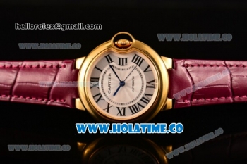 Cartier Ballon Bleu De Medium Asia 4813 Automatic Yellow Gold Case with Silver Dial and Yellow Leather Strap - Roman Numeral Markers (GF)