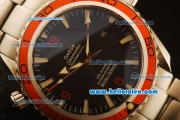 Omega Seamaster Swiss ETA 2836 Automatic Full Steel with Black Dial and Orange Bezel