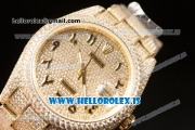 Rolex Day Date II YG Case With All Diamond Roman ETA 2836 Auto Best Edition