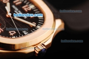 Patek Philippe Aquanaut Swiss ETA 2824 Automatic Movement Rose Gold Case with Black Dial and Black Rubber Strap