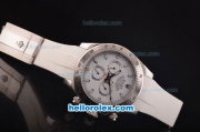 Rolex Daytona Asia 3836 Automatic Steel Case with White Dial and White Rubber Strap - 7750 Coating