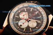 Breitling Chrono-Matic Chronograph Swiss Valjoux 7750 Automatic Movement Rose Gold Case with Brown Dial and PVD Bezel