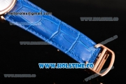 Cartier Rotonde De Asia Manual Winding Rose Gold Case with Blue Dial and White Roman Numeral Markers