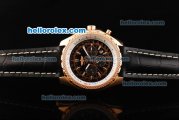 Breitling Bentley Motors Automatic with Black Dial and Rose Gold Case-Black Leather Strap